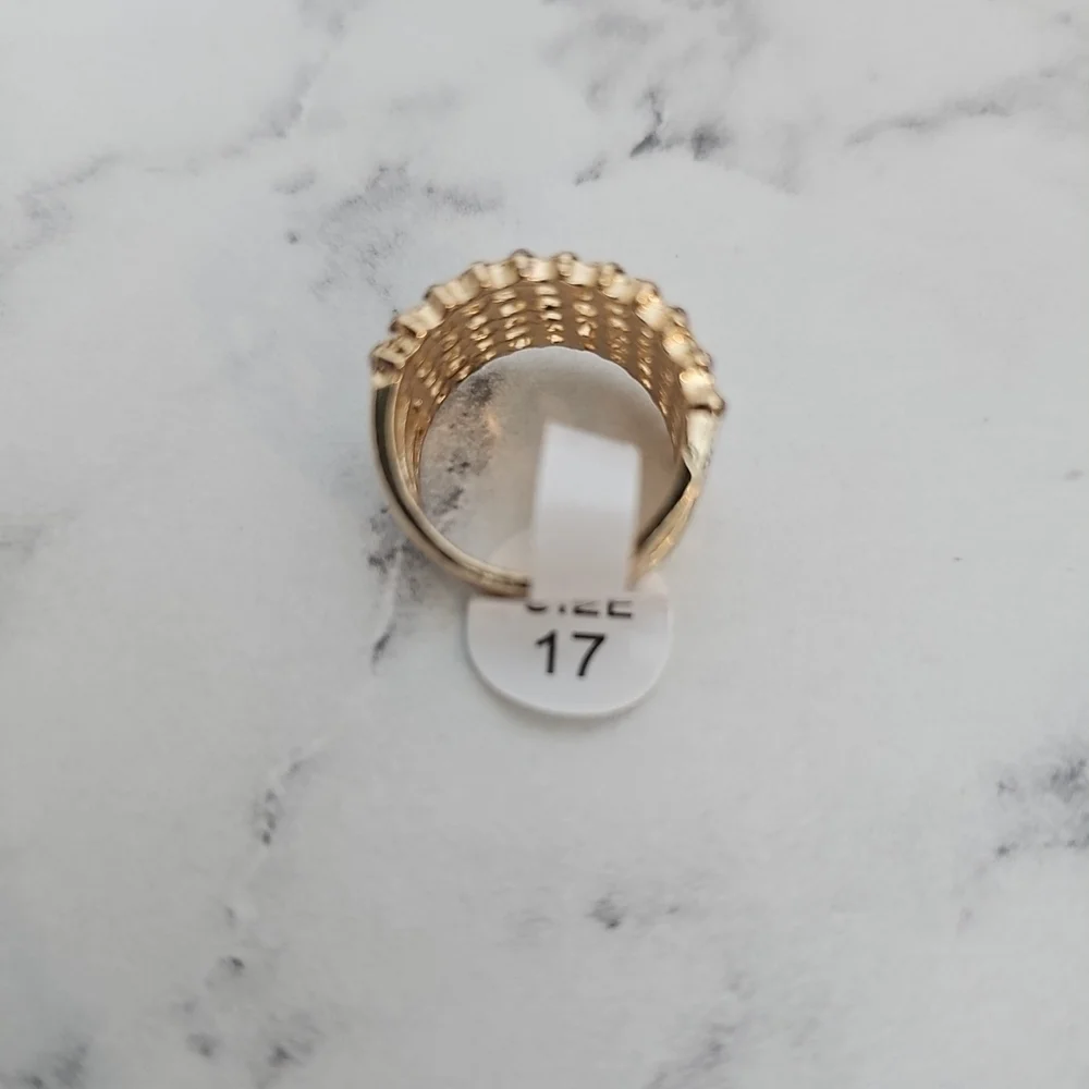 3pc Ring Set Black Stone Silver Gold Rhinestone Pearl Casual Cocktail